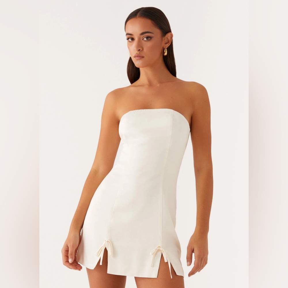 Peppermayo Cream Strapless Mini Dress